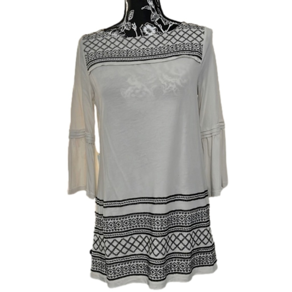 Embroidered Bell Sleeve Dress